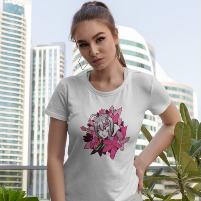 Camiseta Anime Chica Flowers (Subido por el creador)