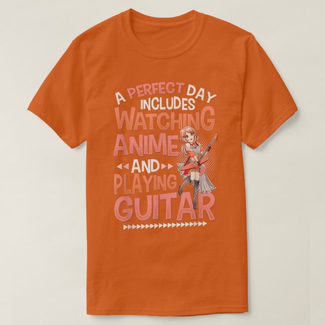 Camiseta Anime Chica Jugando Guitarra Viendo Anime Y Playi (Diseño del anverso)