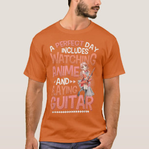 Camiseta Anime Chica Jugando Guitarra Viendo Anime Y Playi