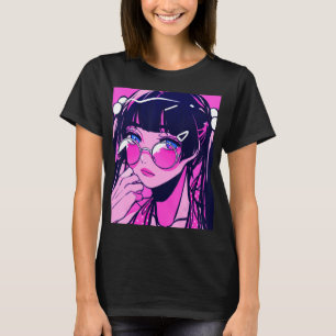 Camiseta Anime Chica Kawaii Waifu japonés estético rosado