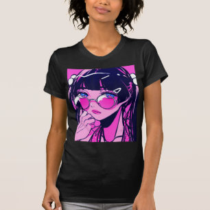 Camiseta Anime Chica Kawaii Waifu japonés estético rosado