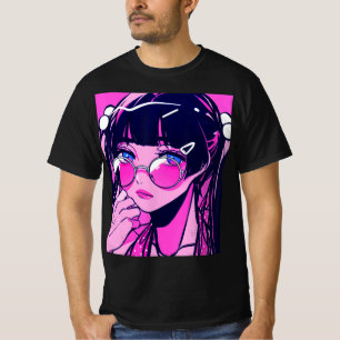 Camiseta Anime Chica Kawaii Waifu japonés estético rosado