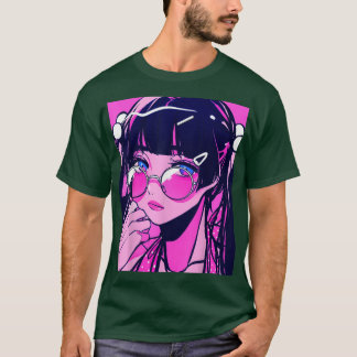 Camiseta Anime Chica Kawaii Waifu japonés estético rosado