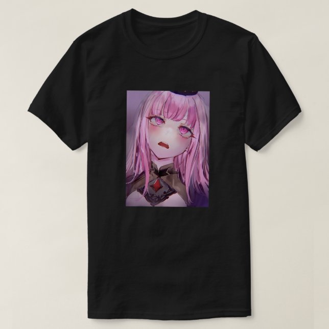 Camiseta Anime Chica Kawaii Waifu japonés estético rosado (Diseño del anverso)