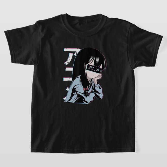 Camiseta Anime Chica Shirt Kawaii Sad Schoolgirl Otaku (Distribución)