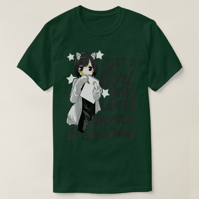 Camiseta Anime Chica sólo un Chica que ama a Anime y Sketch (Diseño del anverso)