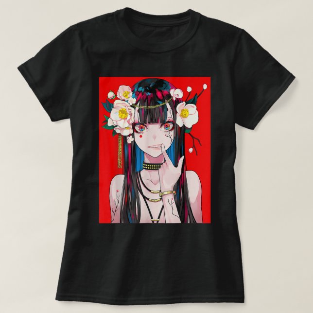 Camiseta Anime Chica Waifu Estética Japonesa Kawaii Otaku (Diseño del anverso)