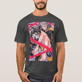 Camiseta Anime Chica Waifu Wolf Estético Otaku japonés