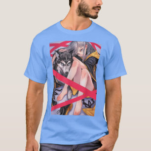 Camiseta Anime Chica Waifu Wolf Estético Otaku japonés