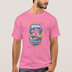 Camiseta Anime Chica Y Ramen Lover - Cute Kawaii - Manga O