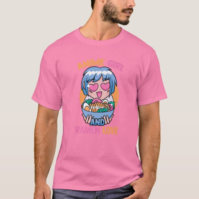 Camiseta Anime Chica Y Ramen Lover - Cute Kawaii - Manga O (Anverso)