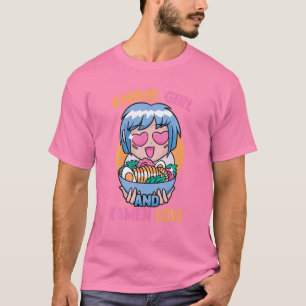 Camiseta Anime Chica Y Ramen Lover - Cute Kawaii - Manga O