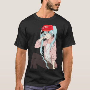 Camiseta Anime Chicas Del Pegatina De Trump Waifu MEME