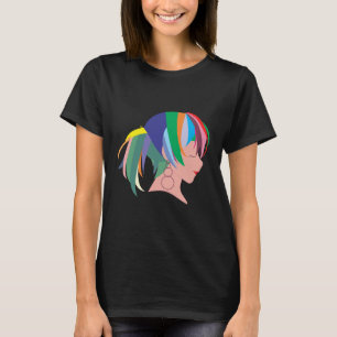 Camiseta Anime con cabello colorido