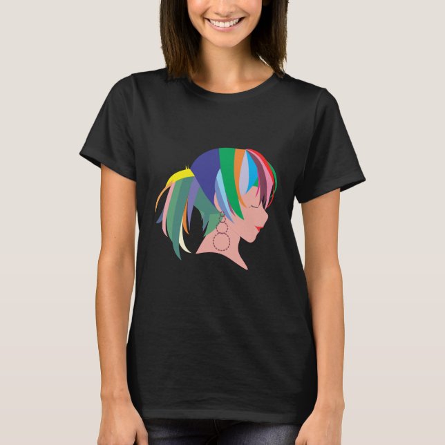 Camiseta Anime con cabello colorido (Anverso)