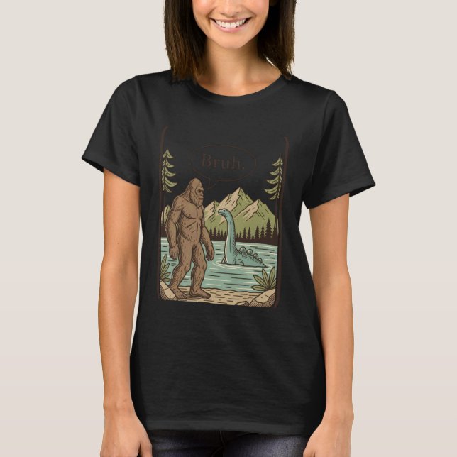 Camiseta Anime Cryptid Bruh. Retro Sasquatch & Nessie, Otak (Anverso)
