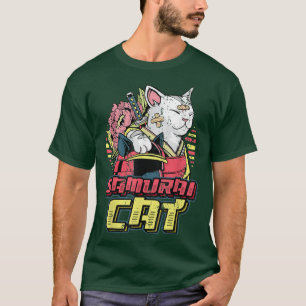 Camiseta Anime de Anime Samurai Cat (2)