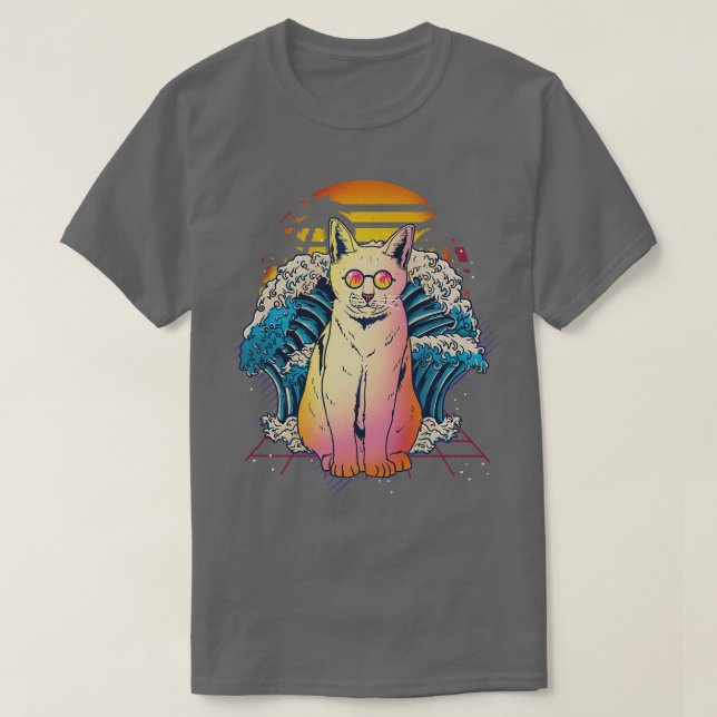 Camiseta Anime de la gran ola del gato (Diseño del anverso)