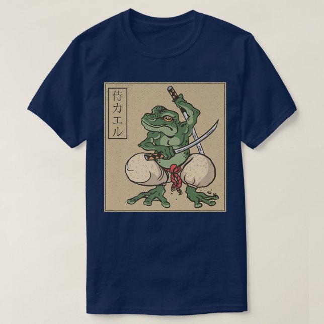 Camiseta Anime de la rana samurai japonesa Manga oscura Aca (Diseño del anverso)