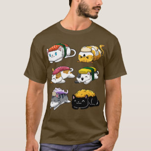 Camiseta Anime del gato del sushi
