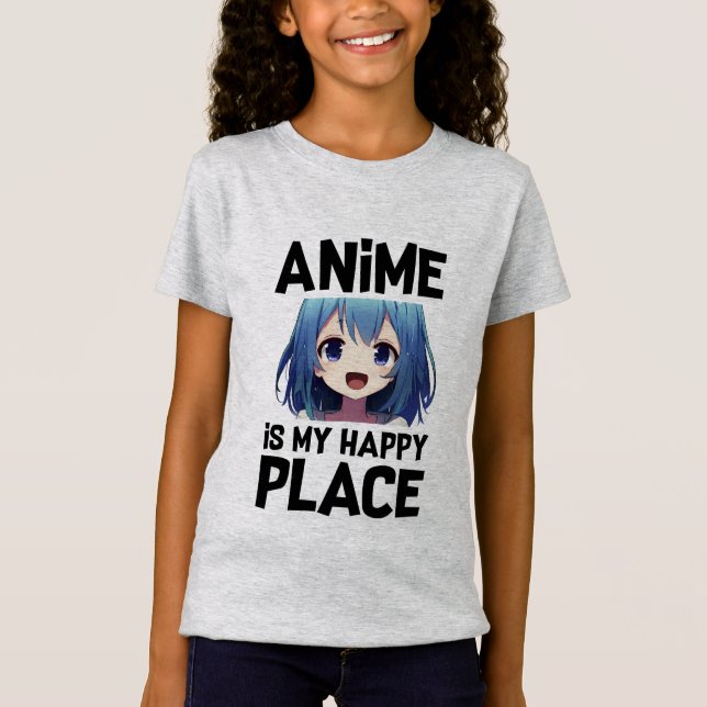 Camiseta Anime Es Mi Lugar Feliz Chicas Gráfico (Anverso)