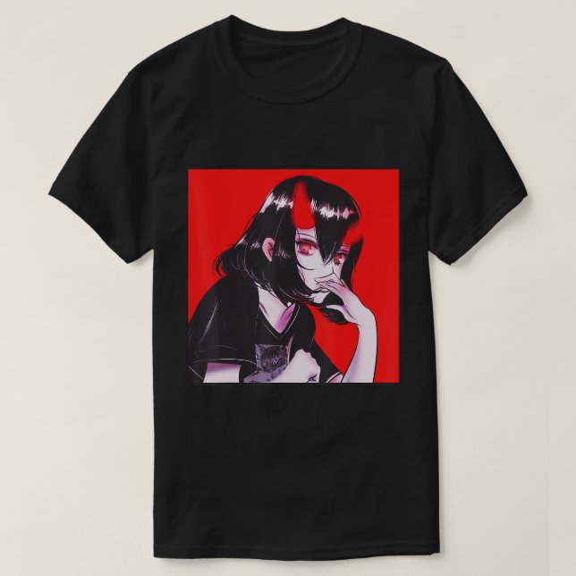 Camiseta Anime Estética Chica de Demonio Gótico Kawaii Waif (Diseño del anverso)