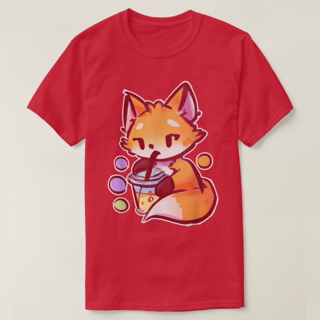 Camiseta Anime Fo Drinking Bubble Tea Kawaii40  (Diseño del anverso)