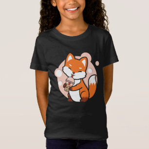 Camiseta Anime Fox bebiendo Chicas de té Boba Gráfico