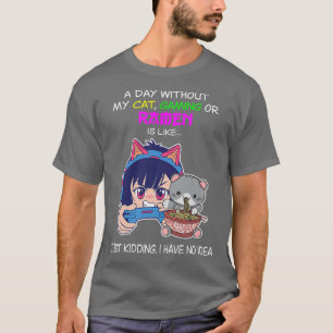 Camiseta Anime Gaming Cat Lover Ramen Noodles Video Gaming