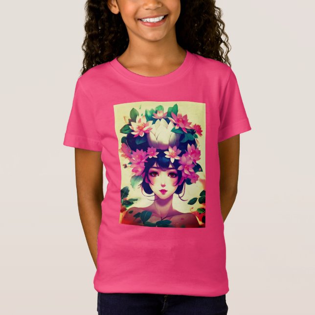 Camiseta Anime Girl Crowned with Lotus Blossoms (Anverso)