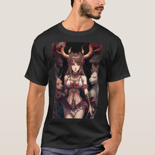 Camiseta Anime Girl Demon with her devil pets (Anverso)