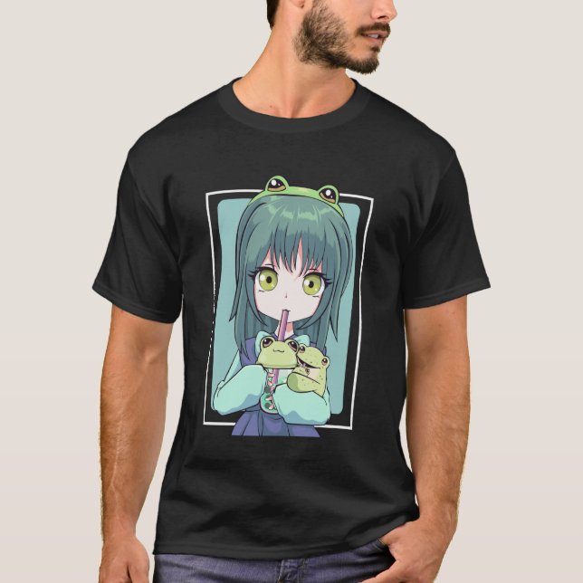 Camiseta Anime Girl for Frog Lovers and Kawaii Boba Tea Fro (Anverso)