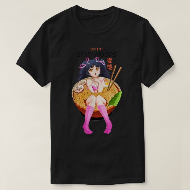 Camiseta Anime Girl Japanese - Send Noods Ramen Noodle Bowl (Diseño del anverso)