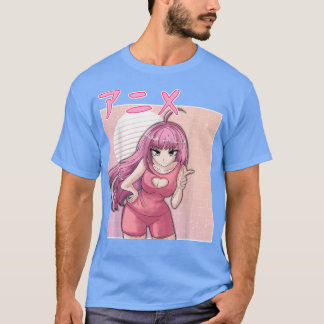 Camiseta Anime girl retro Japanese vaporwave aesthetic pink