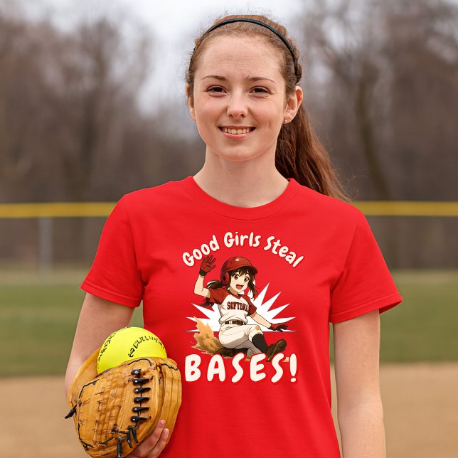 Camiseta Anime Girl Softball Player Stealing Base (Subido por el creador)
