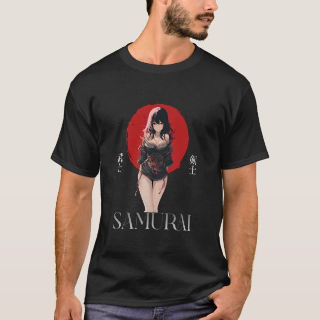Camiseta Anime Grunge Waifu Samurai Emo Japanese Anime Girl (Anverso)