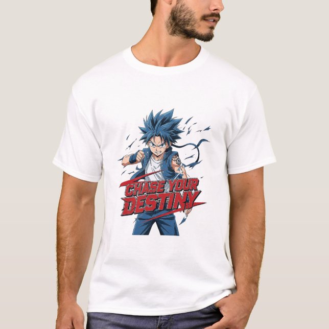 Camiseta Anime Hero "Chase Your Destiny" Graphic (Anverso)