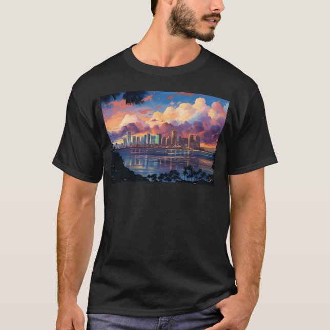 Camiseta Anime Honolulu A Vibrant Anime Inspired Skyline gi (Anverso)
