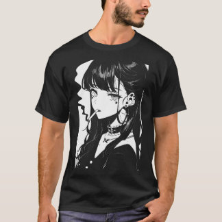 Camiseta Anime Horror Chica Estética Grunge suave Waifu Jap