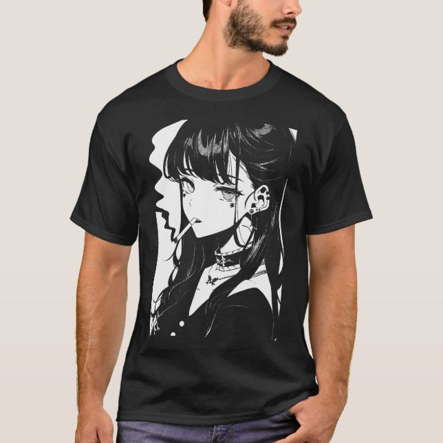 Camiseta Anime Horror Chica Estética Grunge suave Waifu Jap (Anverso)