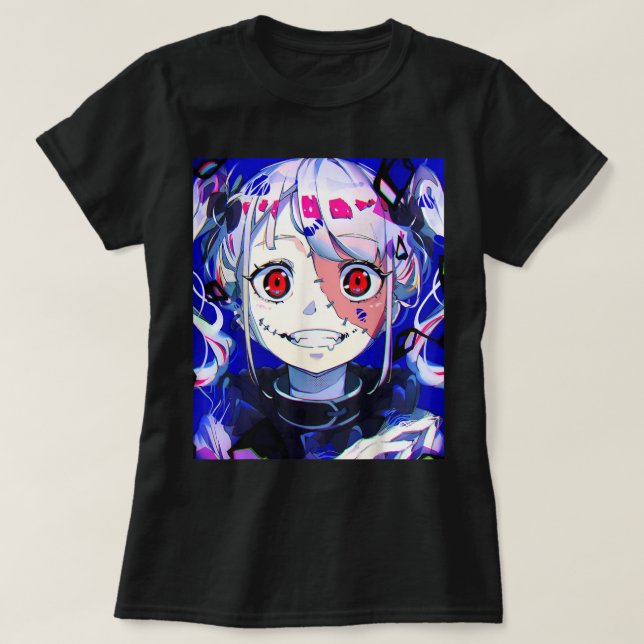 Camiseta Anime Horror Chica Kawaii Waifu Estética Japonesa (Diseño del anverso)