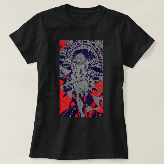 Camiseta Anime horror estética miedo Chica aterrador japoné (Diseño del anverso)