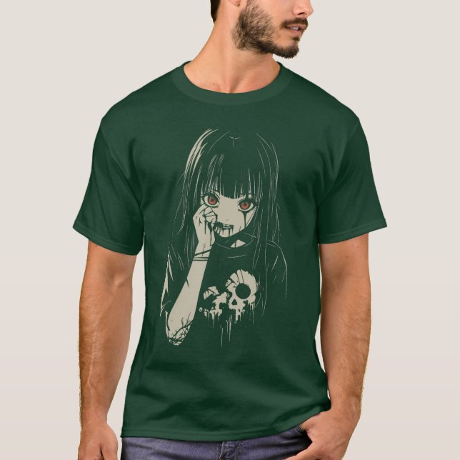 Camiseta Anime Horror Girl Aesthetic Soft Grunge Waifu Japa (Anverso)