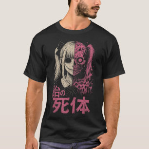 Camiseta Anime Horror Manga Creepy Cute Japonés Rosa Alt G