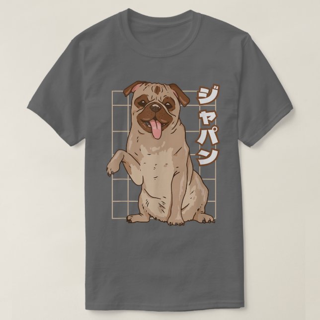 Camiseta Anime Japan Retro Grunge Otaku Kanji Pug (Diseño del anverso)