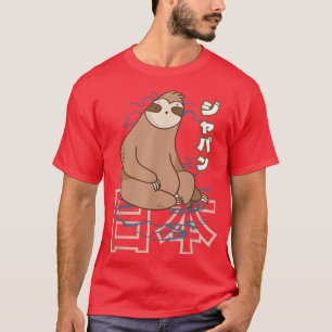 Camiseta Anime Japan Retro Grunge Otaku Kanji Sloth