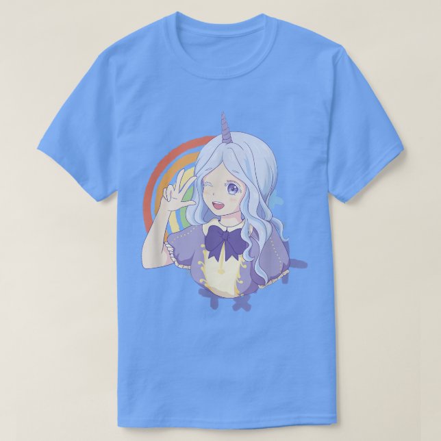 Camiseta Anime Japón Chica Fabulosa Belleza Unicornio (Diseño del anverso)