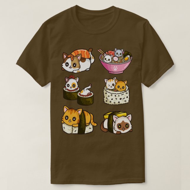 Camiseta Anime japonés de gato sushi (Diseño del anverso)