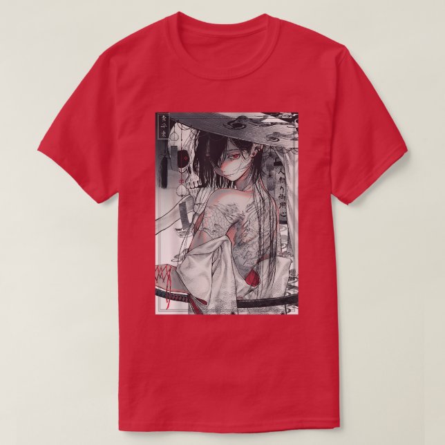 Camiseta Anime japonés estético Samurai Chica suave Grunge  (Diseño del anverso)