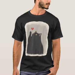 Camiseta Anime Japonés Gato Lindo Corazón Kawaii Gato Negro